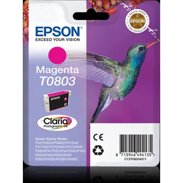 Epson original blkpatron T080 - Magenta - 7,4 ml - 080 Kolibri