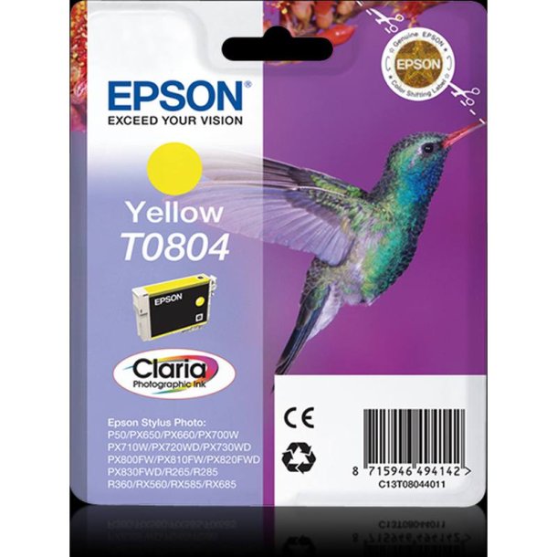 Epson original blkpatron T080 - Yellow - 7,4 ml - 080 Kolibri