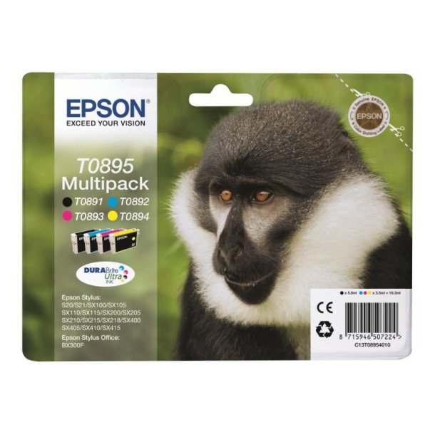 Epson original blkpatron T089 Multipack - Sort, Cyan, Magenta, Yellow - 5,8/3,5 ml - 089 Abe