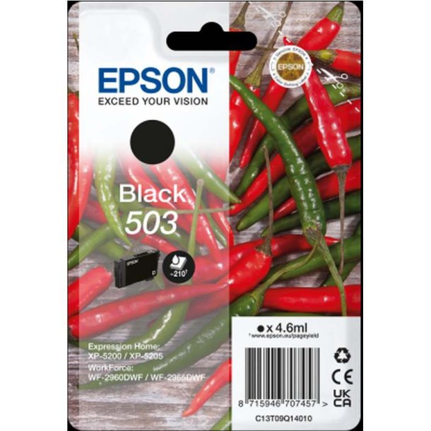 Epson original blkpatron T503 - Sort - 4,6 ml - 503 Chili