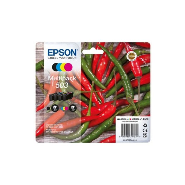 Epson original blkpatron T503 multipack - Sort, Cyan, Magenta, Yellow - 4,6/3,3 ml - 503 Chili