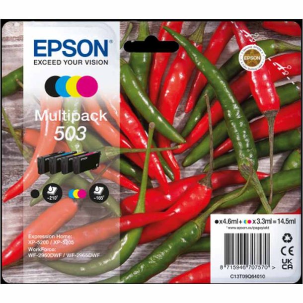 Epson original blkpatron T503 - Sort, Cyan, Magenta, Yellow - 3,3 ml - 503 Chili