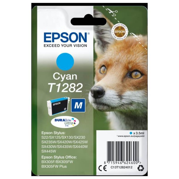 Epson original blkpatron T128 - Cyan - 3,5 ml - 128 Rv