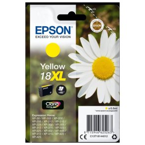 Epson original bl�kpatron T18XL - Yellow XL - 6,6 ml - 18 marguerit