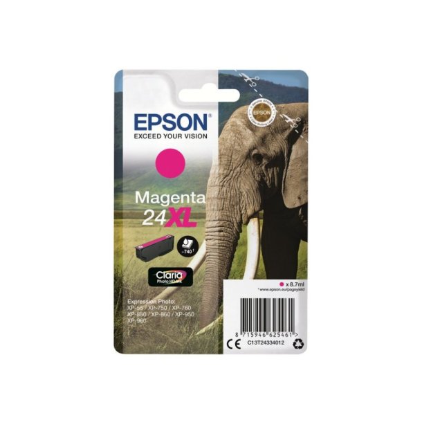 Epson original blkpatron T24XL - Magenta - 8,7 ml - 24XL Elefant