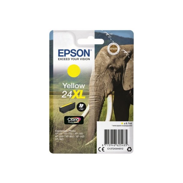 Epson original blkpatron T24XL - Yellow - 9,8 ml - 24XL Elefant