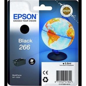 Epson original bl�kpatron T266 - Workforce WF-110 - Sort - 6 ml - 266 Globus