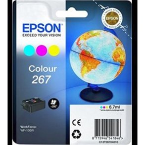 Epson original bl�kpatron T267 - Workforce WF-110 - Cyan, Magenta, Yellow - 6,7 ml - 267 Globus