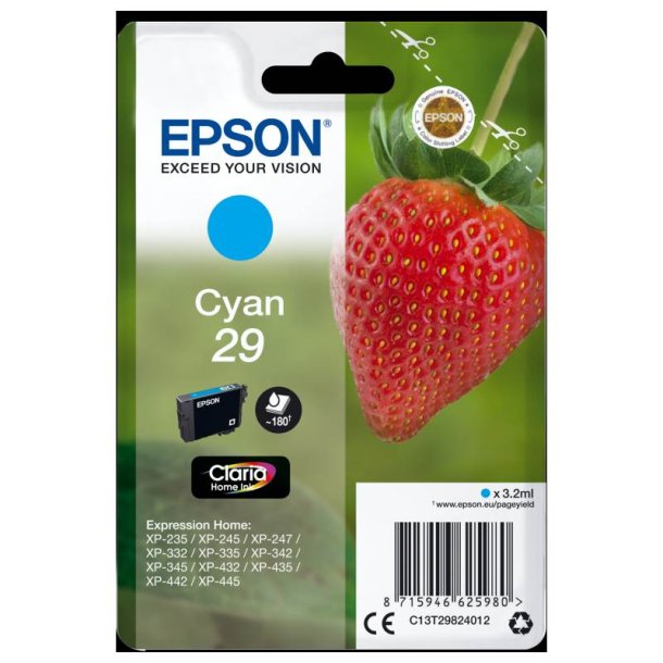 Epson original blkpatron T29 - Cyan - 3,2 ml - 29 Jordbr