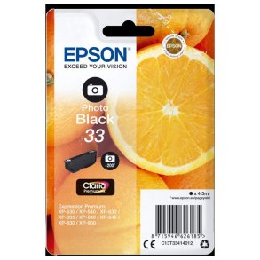 Epson original bl�kpatron T33 - Foto-Sort - 4,5 ml - 33 Appelsin