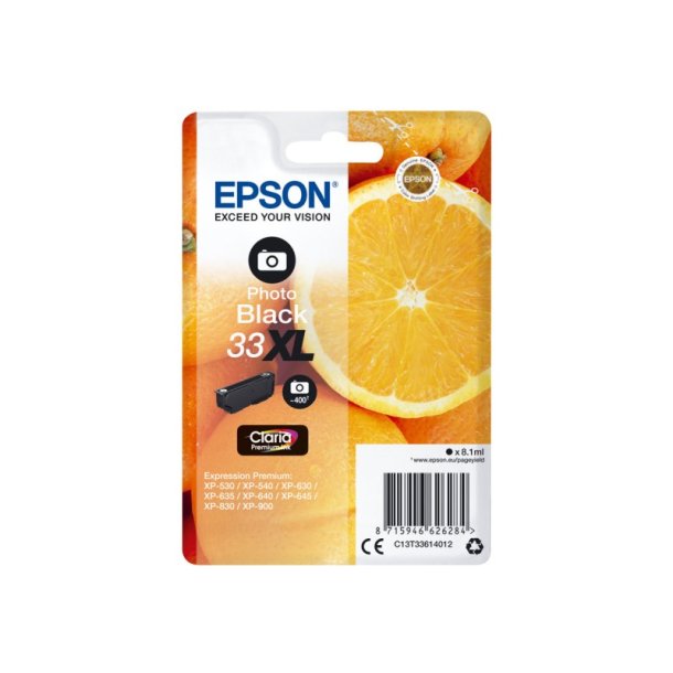 Epson original blkpatron T33XL - Foto-Sort XL - 8,1 ml - 33XL Appelsin