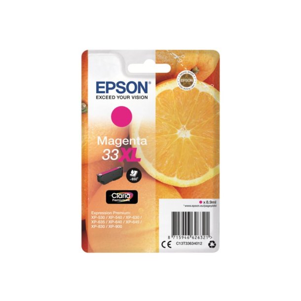 Epson original blkpatron T33XL - Magenta XL - 8,9 ml - 33XL Appelsin