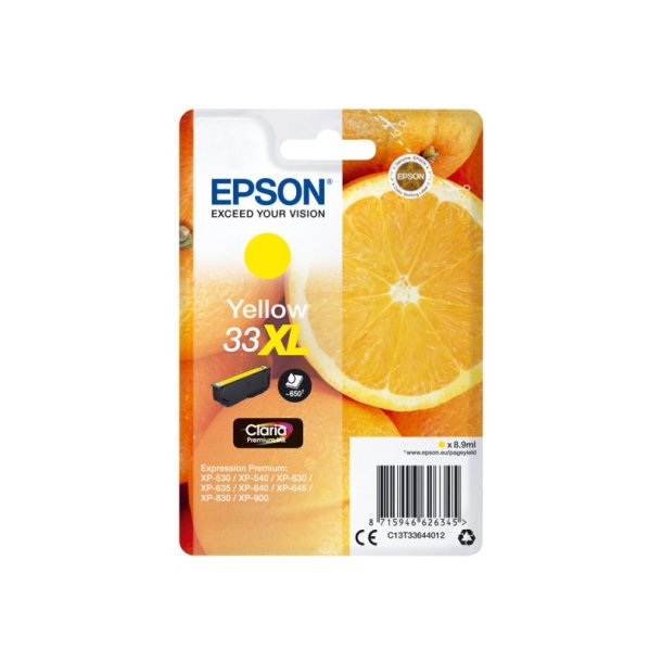 Epson original blkpatron T33XL - Yellow XL - 8,9 ml - 33XL Appelsin