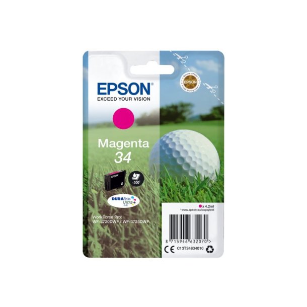 Epson original blkpatron T34 - Magenta - 4,2 ml - 34 Golfbold