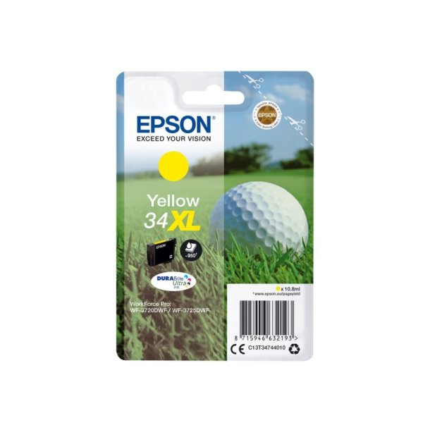 Epson original blkpatron T34XL - Yellow - 10,8 ml - 34XL Golfbold