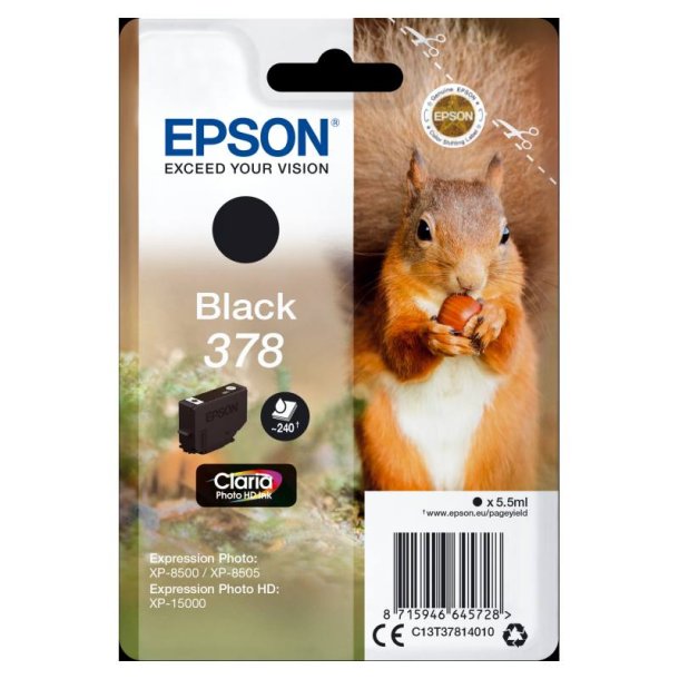 Epson original blkpatron T378 - Sort - 5,5 ml - 378 Egern