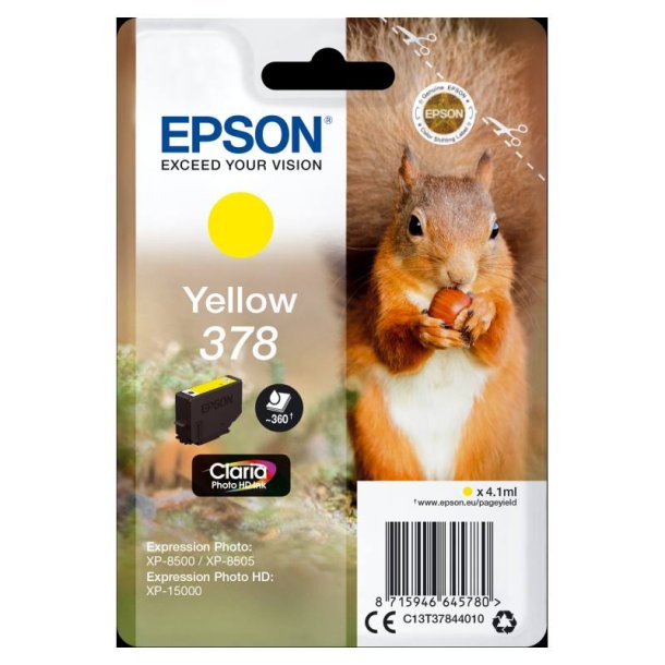 Epson original blkpatron T378 - Yellow - 4,1 ml - 378 Egern