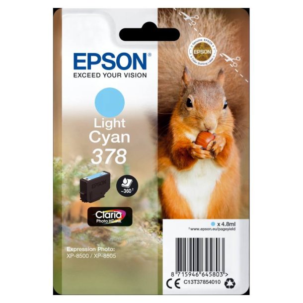 Epson original blkpatron T378 - Lys Cyan - 4.8 ml - 378 Egern