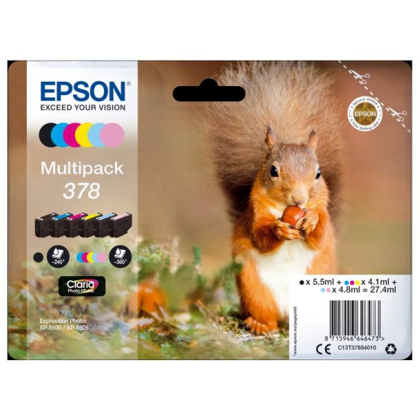 Epson original blkpatron T378 Multipack - S/C/M/Y, Lys M, Lys C - 5,5/4,1/4,8 ml - 378 Egern