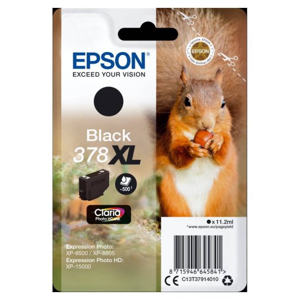 Epson original blkpatron T378XL - Sort XL - 11,2 ml - 378XL Egern