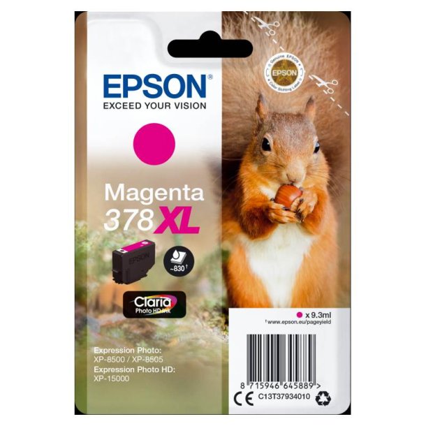 Epson original blkpatron T378XL - Magenta XL - 9,3 ml - 378XL Egern