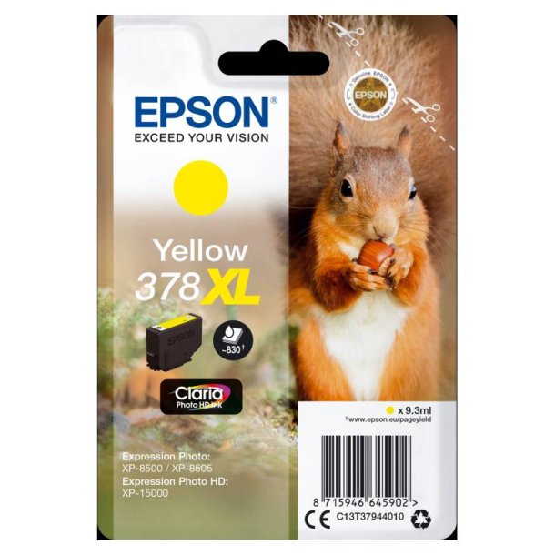 Epson original blkpatron T378XL - Yellow XL - 9,3 ml - 378XL Egern