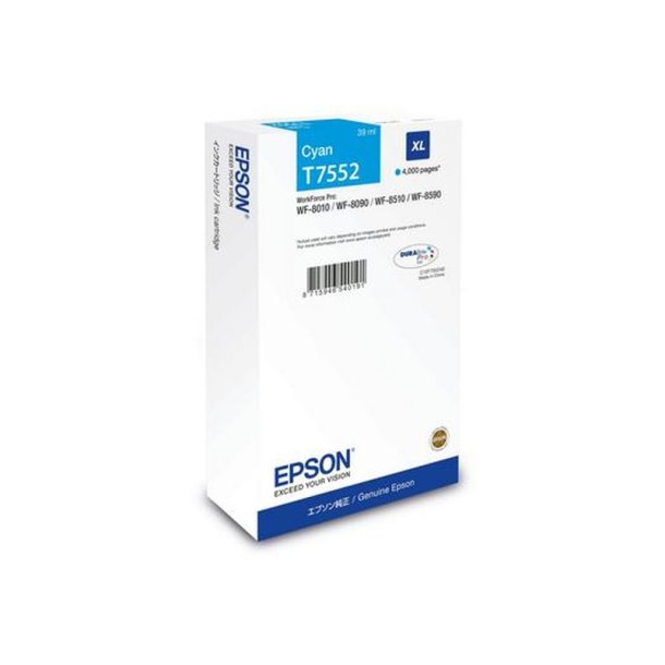 Epson original blkpatron T75 - Workforce Pro WF-8090/ 8590 - Cyan XL - 4.000 sider