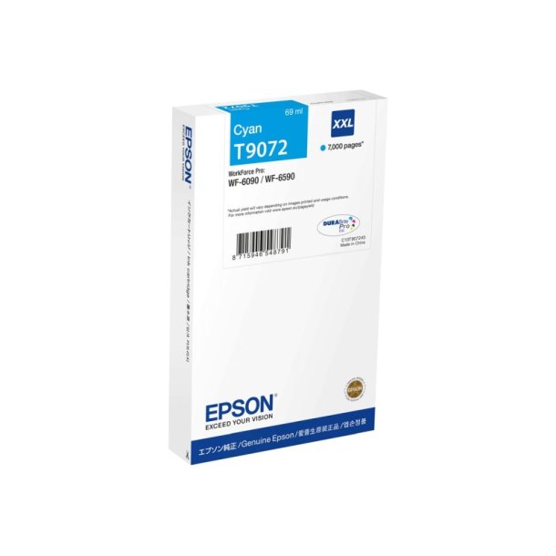 Epson original blkpatron T90 - Workforce Pro WF-6090/6590 - Cyan XXL - 7.000 sider