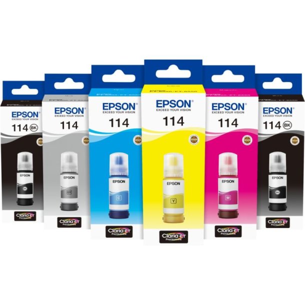 Epson original blkbeholdere T114 - Ecotank - 6x70 ml - ET-8500/ET-8550