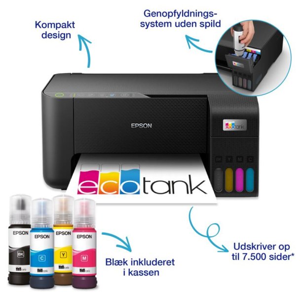 Epson EcoTank ET-2860 - A4 farve blk - genopfyldelig - Multifunktions printer