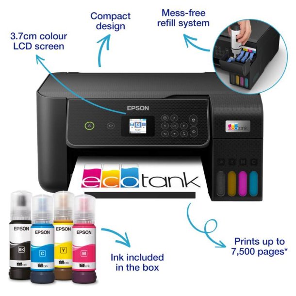 Epson EcoTank ET-2870 - A4 farve blk - genopfyldelig - Multifunktions printer