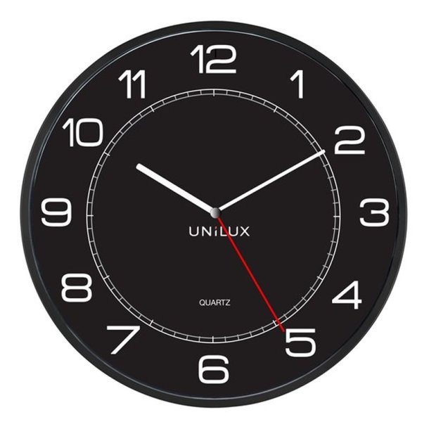 Unilux Megas Clock<br>Analog vgur i Sort<br>Diameter 57,5 cm