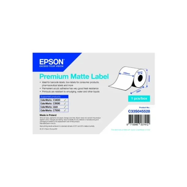 Epson 528 - printeretiket - Hvid - 220mmx750m