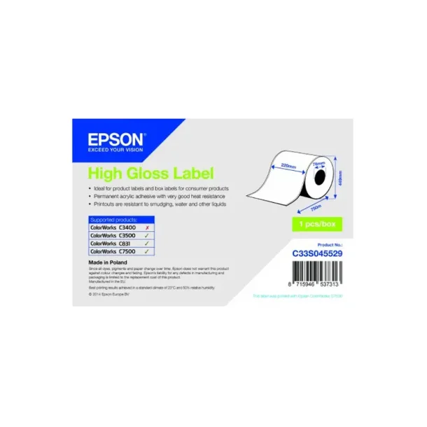 Epson 529 - printeretiket - Hvid - 220mmx750m