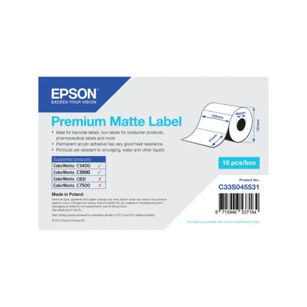 Epson Premium - Matte Label - 10,2cmx5,1cm - 650 stk.