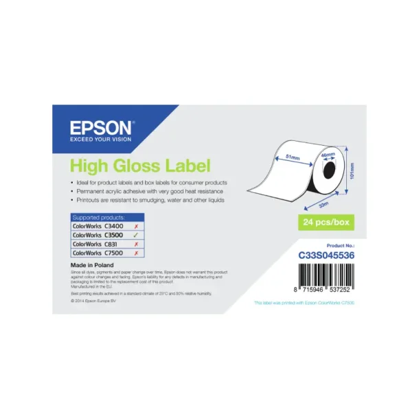 Epson High - Gloss Label - 5,1cmx33m