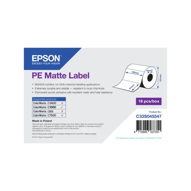 Epson PE - Matte Label - 10,2cmx5,1cm - 535 stk.