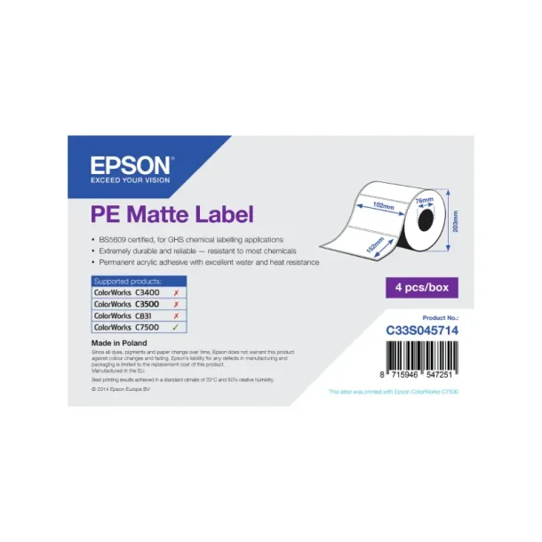 Epson PE - Matte Label - Hvid - Mat - 10,2cmx15,2cm - 800 stk.