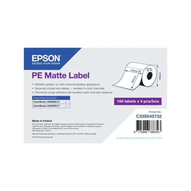 Epson printeretiket - Selvklbende - 10,5cmx21cm - 76mmx127mm - 273 stk.