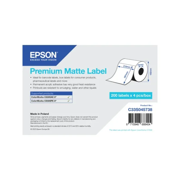 Epson printeretiket - Selvklbende - 21cmx29,7cm - 76mmx127mm - 200 stk.