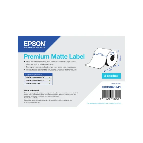 Epson printeretiket - Selvklbende - 10,2cmx60m - 76mmx127mm