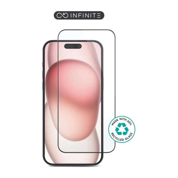eSTUFF Sk�rmfilter til INFINITE (GRS) iPhone 16 Plus/15 Plus Full Cover h�rdet glas. 50 stk. Bulk