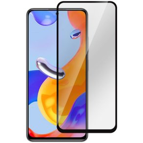 eSTUFF Sk�rmfilter til Xiaomi Redmi Note 10 Black Full Cover, Full Glue Titan Shield. h�rdet glas