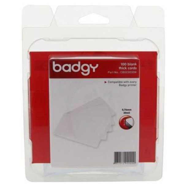 Evolis plastik kort - PVC - Blank Hvid - 85,6x54 mm - pakke med 100 stk.