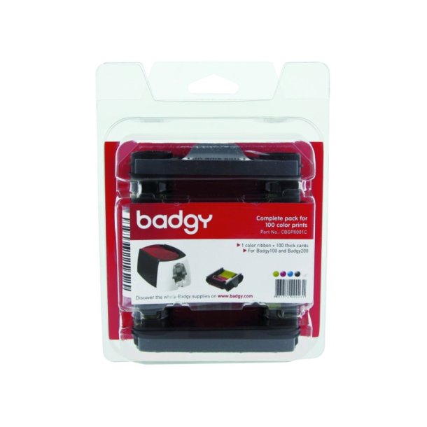 Evolis Farvebnd + 100 plastkort - YMCKO - farver til 100 Kort/udskrifter