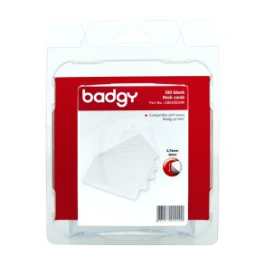 Evolis ID-kort til Badgy - 100 stk. Blank Hvid i PVC - 85,6x54mm - 0,76mm