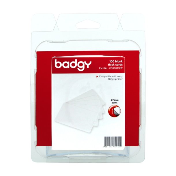 Evolis ID-kort til Badgy - 100 stk. Blank Hvid i PVC - 85,6x54mm - 0,76mm