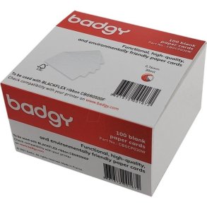 Evolis ID-kort til Badgy - 100 stk. Hvid i papir - 85,6x54mm - 0,76mm