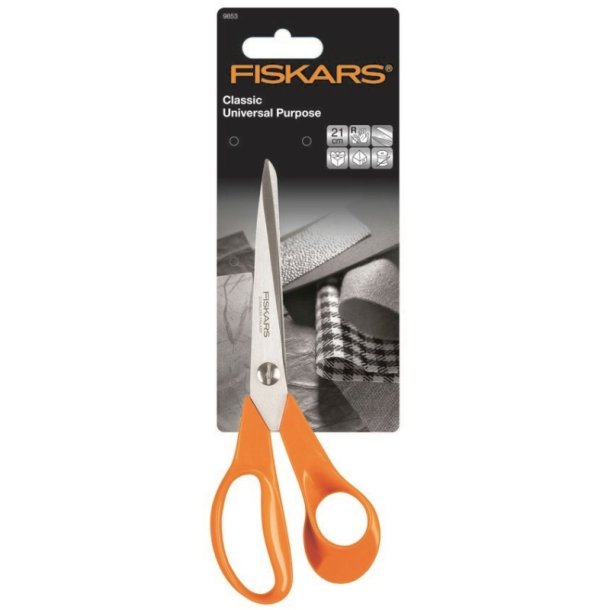 Fiskars saks - universal - orange - hjrehnds saks - 21cm 