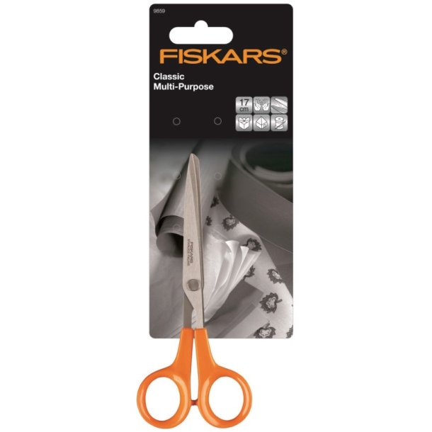 Fiskars saks - hobby - orange - hjrehnds saks - 13cm 